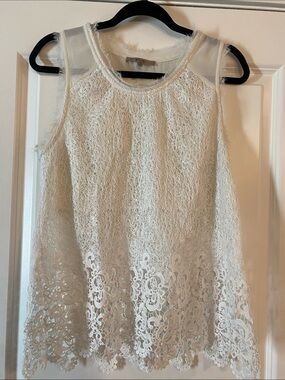 Miss Me Lace Tank with Beaded collar